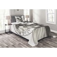 thumbnail image 1 of Ambesonne Romance Quilted Bedspread Set 2 Pcs, Skeleton Marriage, Twin Size, Dimgrey and White, 1 of 3