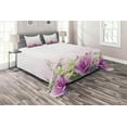 thumbnail image 1 of Ambesonne Romance Quilted Coverlet 3 Pcs, Spring Fragnant Bouquet, Queen Size, Lavender Green, 1 of 2