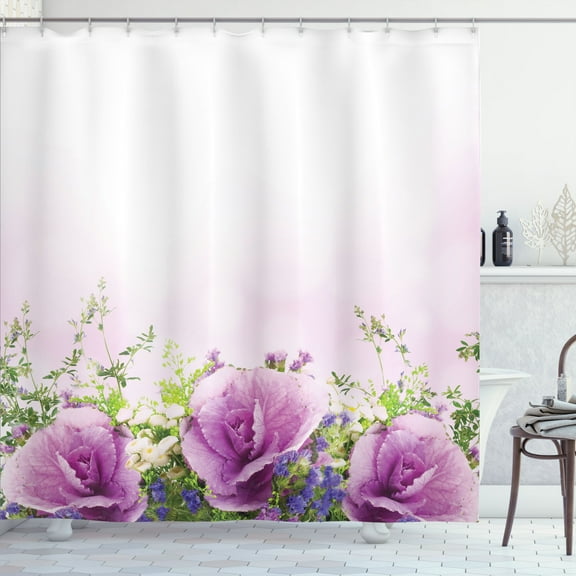 Ambesonne Romance Shower Curtain, Spring Fragnant Bouquet, 69"Wx75"L, Lavender Green