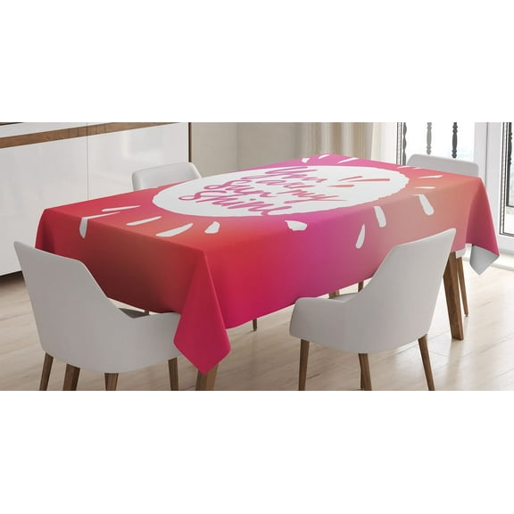 Ambesonne Romance Tablecloth Rectangular Table Cover, Maroon Sun, 52"x70", Maroon White