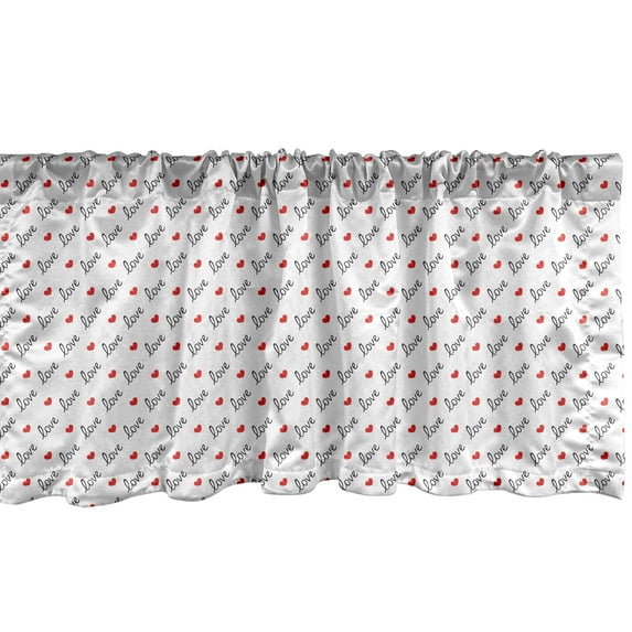 Ambesonne Romance Window Valance, Love Valentines Day, 54" X 12", Vermilion Black