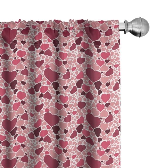 Ambesonne Romantic 4-Panel Curtains, Gradient Love Theme Hearts, 56"x63", Coral Maroon and Magenta