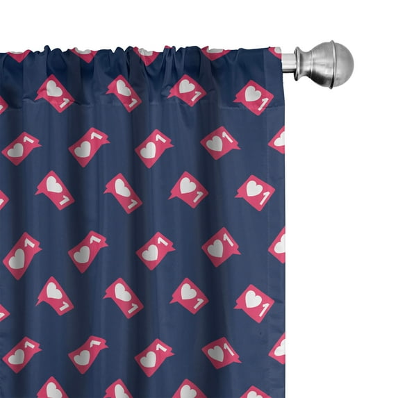 Ambesonne Romantic Window Curtains, Hearts with Number 1 Art, Each 28" W x 95" L, Dark Coral and Night Blue