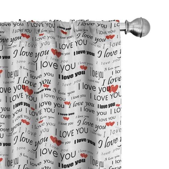 Ambesonne Romantic Window Curtains, Romance Couple Love, Each 28" W x 95" L, Vermilion Black White