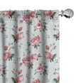 thumbnail image 1 of Ambesonne Romantic Window Curtains, Spring Flowers Roses, Each 28" W x 63" L, Almond Green Pale Pink, 1 of 5