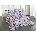 thumbnail image 1 of Ambesonne Romantic Blooms Quilted Coverlet 3 Pcs, Boho Autumn Flowers, Queen Size, Dark Magenta Pale Blue, 1 of 4
