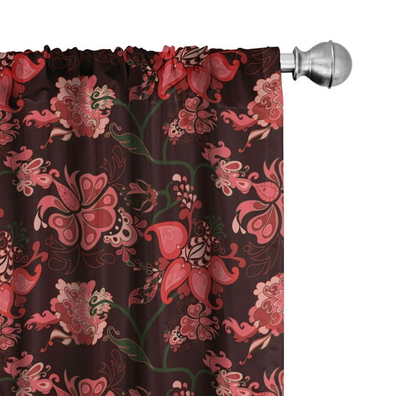 Ambesonne Romantic Curtains, Paisley Flower Pattern, Pair of 28"x95", Multicolor