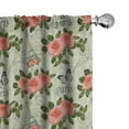 thumbnail image 1 of Ambesonne Romantic Curtains, Paris Themed Flowers, Pair of 28"x95", Salmon and Green, 1 of 5