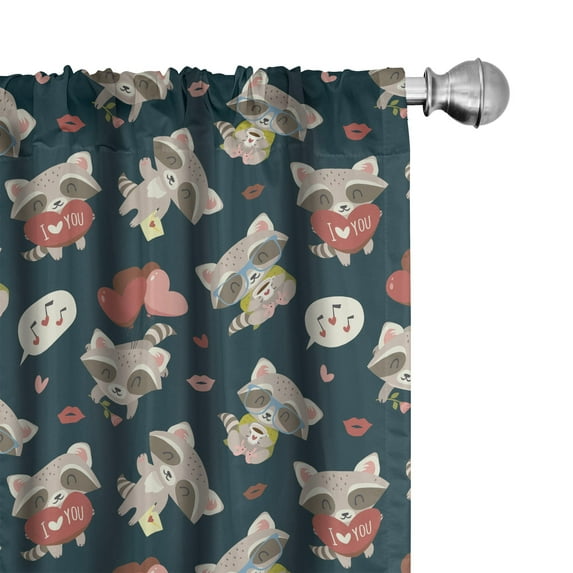 Ambesonne Romantic Curtains, Raccoon I Love You, Pair of 28"x84", Multicolor