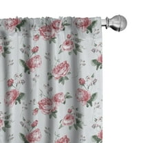 Ambesonne Romantic Curtains, Spring Flowers Roses, Pair of 28"x84", Almond Green Pale Pink