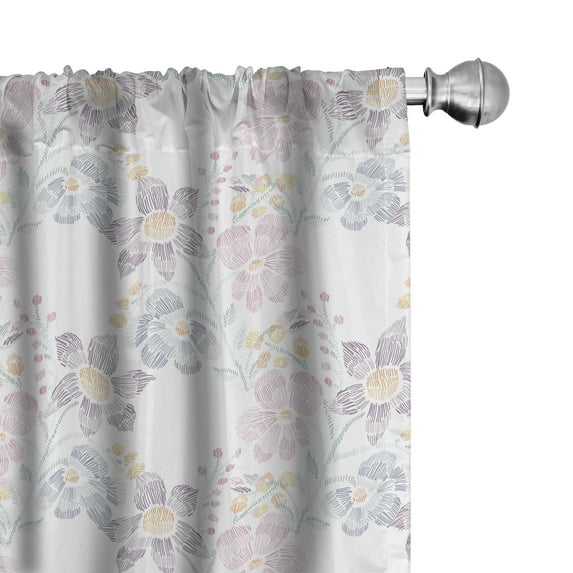 Ambesonne Romantic Curtains, Spring Season Design, Pair of 28"x84", Multicolor