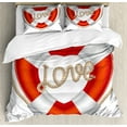 thumbnail image 1 of Ambesonne Romantic Duvet Cover Set, Valentine Love Hearts, King, Orange White Cream, 1 of 3