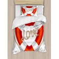 thumbnail image 1 of Ambesonne Romantic Duvet Cover Set, Valentine Love Hearts, Twin, Orange White Cream, 1 of 3