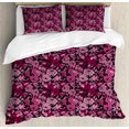 thumbnail image 1 of Ambesonne Romantic Duvet Cover Sets, Feminine Peony Flowers, 2-King, Dark Magenta and Pink, 1 of 7