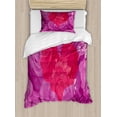 thumbnail image 1 of Ambesonne Romantic Duvet Cover Sets, Heart on Fuchsia Roses, 2-Twin, Fuchsia and Dark Coral, 1 of 3