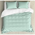 thumbnail image 1 of Ambesonne Romantic Duvet Cover Sets, Monochrome Oval Elements, 2-Queen, Almond Green and White, 1 of 3