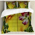 thumbnail image 1 of Ambesonne Romantic Duvet Cover Sets, Retro Flower Painting, 2-Queen, Pink Yellow Green, 1 of 7
