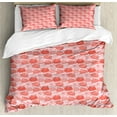 thumbnail image 1 of Ambesonne Romantic Duvet Cover Sets, Roses and Little Hearts, 2-King, Rose Coral, 1 of 7