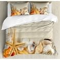 thumbnail image 1 of Ambesonne Romantic Duvet Cover Sets, Seashells Starfish, 2-Queen, Beige Ivory Cream, 1 of 7