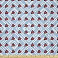thumbnail image 1 of Ambesonne Romantic Fabric by the Yard Microfiber, Bohemian Heart Shapes, 1 Yard, Pale Blue Ruby White, 1 of 2