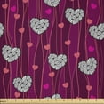 thumbnail image 1 of Ambesonne Romantic Fabric by the Yard Microfiber, Zentangle Hearts, 2 Yards, Magenta Raspberry White, 1 of 2