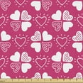 thumbnail image 1 of Ambesonne Romantic Fabric by the Yard Upholstery, Hearts as Clover Leaves, 3 Yards, Hot Pink and White, 1 of 5