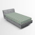 thumbnail image 1 of Ambesonne Romantic Fitted Sheet, Birds Little Hearts, Twin Size, Jade Green Pale Pink, 1 of 3