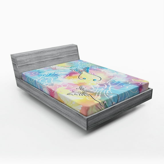 Ambesonne Romantic Fitted Sheet, Colored Brushstroke, Queen Size, Multicolor