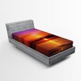 thumbnail image 1 of Ambesonne Romantic Fitted Sheet, Colorful Beach Sunset, Twin XL Size, Orange Purple, 1 of 2