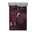 thumbnail image 1 of Ambesonne Romantic Fitted Sheet & Pillow Sham Set, Floral Heart Pattern, Queen, Maroon Red Beige, 1 of 2