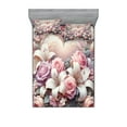 thumbnail image 1 of Ambesonne Romantic Fitted Sheet & Pillow Sham Set, Pastel Love Garden Flowers, Full, Pale Pink Peach and Lilac, 1 of 2