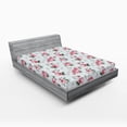 thumbnail image 1 of Ambesonne Romantic Fitted Sheet, Spring Flowers Roses, Queen Size, Almond Green Pale Pink, 1 of 2