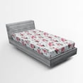 thumbnail image 1 of Ambesonne Romantic Fitted Sheet, Spring Flowers Roses, Twin Size, Almond Green Pale Pink, 1 of 2