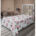 thumbnail image 1 of Ambesonne Romantic Flat Sheet, Spring Flowers Roses, Twin Size, Almond Green Pale Pink, 1 of 1