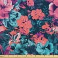 thumbnail image 1 of Ambesonne Romantic Floral Fabric by the Yard Upholstery, Boho Dreamy Flowers, 5 Yards, Coral Pale Turquoise, 1 of 1