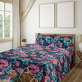 thumbnail image 1 of Ambesonne Romantic Floral Fitted & Flat Sheet with Shams 4 Pcs Set, Boho Dreamy Flowers, King, Coral Pale Turquoise, 1 of 5