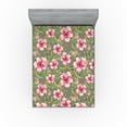 thumbnail image 1 of Ambesonne Romantic Floral Fitted Sheet, Asian Springtime, California King, Pale Pink Fern Green, 1 of 5
