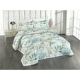 thumbnail image 1 of Ambesonne Romantic Floral Quilted Bedspread Set 3 Pcs, Dreamy Asian Bloom, King, Laurel Green Pale Blue, 1 of 4