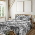 thumbnail image 1 of Ambesonne Romantic Flowers Fitted & Flat Sheet with Sham 3 Pcs Set, Melancholic Floral, Twin XL, Charcoal Grey Off White, 1 of 5