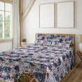 thumbnail image 1 of Ambesonne Romantic Flowers Fitted & Flat Sheet with Shams 4 Pcs Set, Floral Grunge Art, Queen, Pale Pink and Dark Violet, 1 of 5