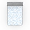 thumbnail image 1 of Ambesonne Romantic Flowers Fitted Sheet, Floral Art Leaves, Queen Size, Pale Blue White, 1 of 5