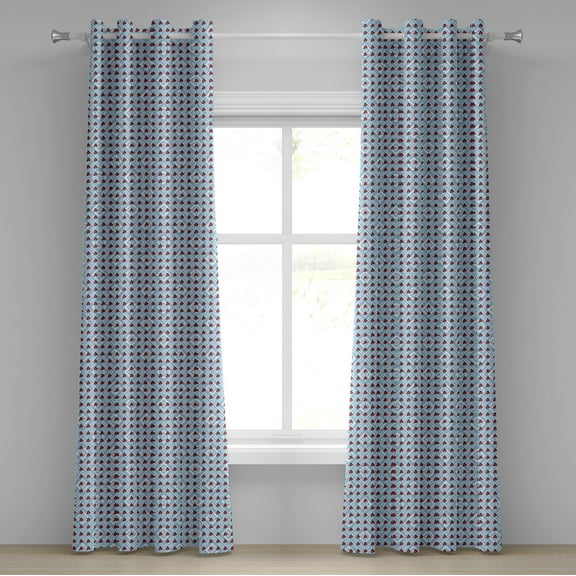 Ambesonne Romantic Grommet Curtain, Bohemian Heart Shapes, 50" x 120", Pale Blue Ruby White