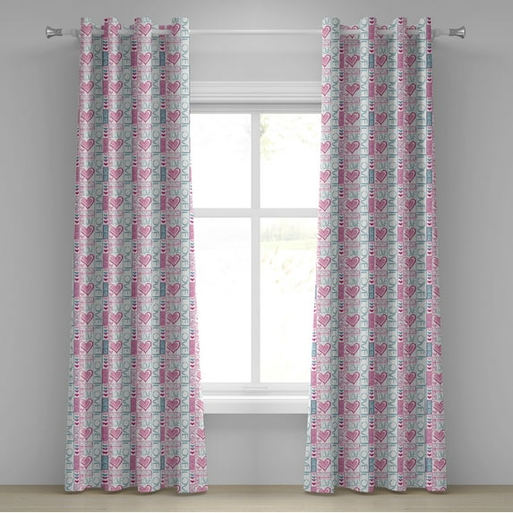 Ambesonne Romantic Grommet Curtain, Love You Calligraphy, 50" x 72", Pale Pink Teal