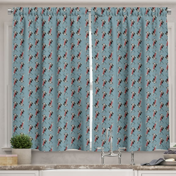 Ambesonne Romantic Kitchen Curtains, Couple Dancing Tango Love, 55"x45", Red Grey Slate Blue