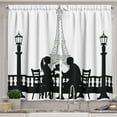 thumbnail image 1 of Ambesonne Romantic Kitchen Curtains, Couple in Dinner Paris, 55"x39", Black White, 1 of 3