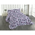 thumbnail image 1 of Ambesonne Romantic Leaves Quilted Coverlet 3 Pcs, Pattern of Leaves, Queen Size, Lilac Pale Eggplant, 1 of 4