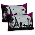 thumbnail image 1 of Ambesonne Romantic Pillow Sham 2 Pack, Couple with Full Moon, 26"x20", Fuchsia Grey Black, 1 of 3