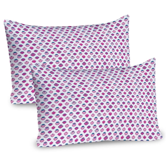 Ambesonne Romantic Pillow Sham 2 Pack, Flowering Hearts Romance, 30"x20", Petrol Blue Magenta