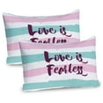 thumbnail image 1 of Ambesonne Romantic Pillow Sham 2 Pack, Love is Fearless Words, 26"x20", Mint Green Pale Pink, 1 of 3