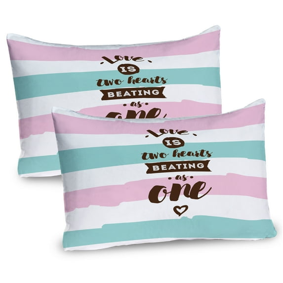 Ambesonne Romantic Pillow Sham 2 Pack, Retro Style Pastel, 36"x20", Dark Brown Mint Green